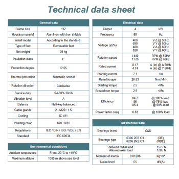 Silnik elektryczny 4kW 1400 obr/min. 112 B3